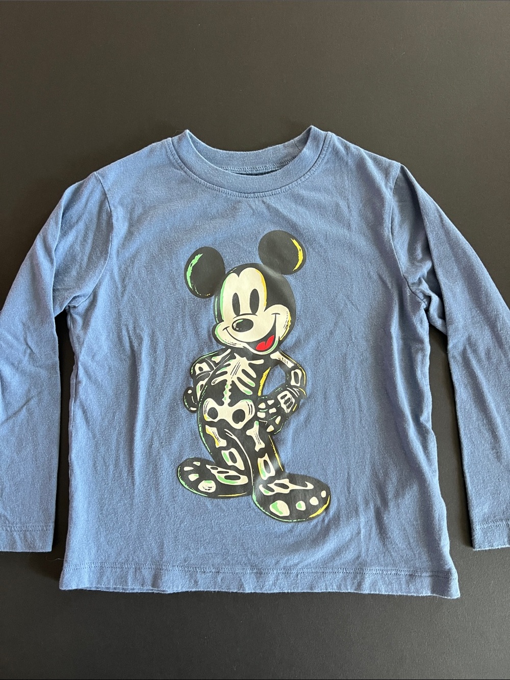 Kids Baby GAP Blue Mickey Skeleton Graphic Long-Sleeve Tee